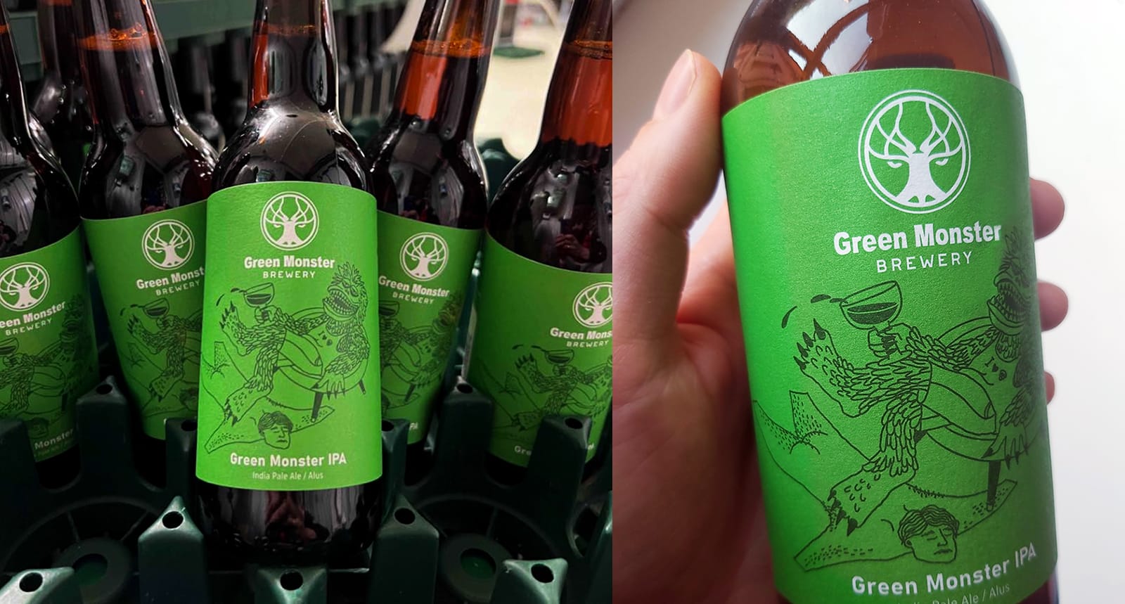 Paper-labels-Green-monster-beer-